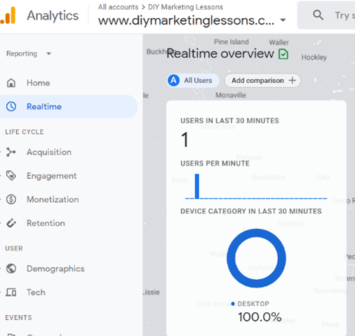 testing google analytics to see if it is working